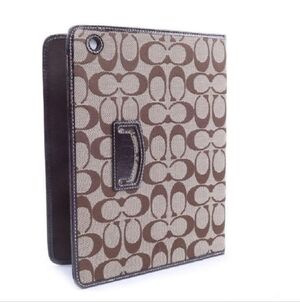 Coach black and gray signature monogram tablet cover.